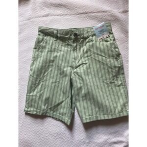 Cat & Jack Boys Flat Front Shorts Adjustable Waist Striped Green Size 12 NWT